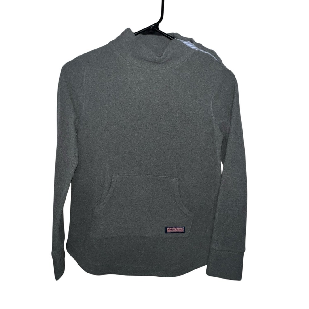 Vineyard Vines Girls' Lightweight Fleece Button Shoulder Tunic Gray Medium 10-12